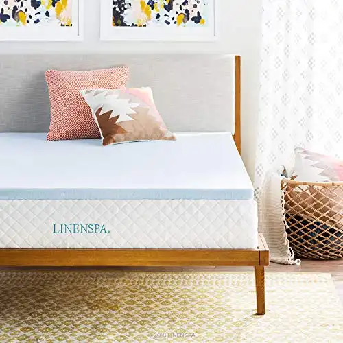 Linenspa 2 Inch Gel Infused Memory Foam Mattress Topper – Cooling Mattress Pad – Ventilated and Breathable – CertiPUR Certified - Twin
