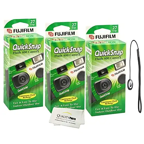 Fujifilm QuickSnap Flash 400 Disposable 35mm Camera + Quality Photo Microfiber Cloth