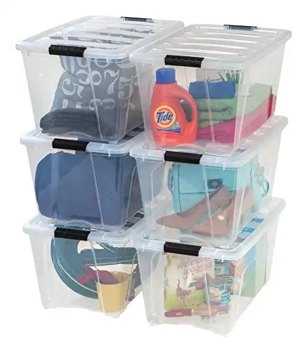 IRIS "Stack & Pull Stackable Box 53.65QT, Clear, Set of 6