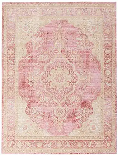 Momeni Rugs Isabella Traditional Medallion Flat Weave Area Rug, 5'3" X 7'3", Pink