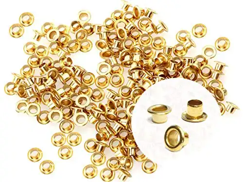 CRAFTMEMORE 2MM Hole 200PCS Tiny Grommets Eyelets Self Backing for Bead Cores, Clothes, Leather, Canvas (Gold)