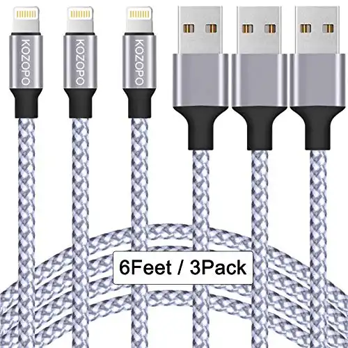 KOZOPO for Phone Charger, Fast Charging Nylon Braided 3Pack 6feet