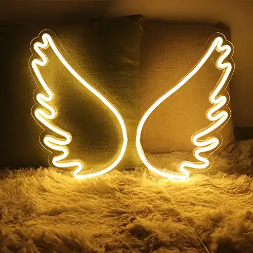 Neon Signs for Wall Decor, Angel Wings LED Neon Sign for Bedroom, LED Sign for Bar Pub Store Club Garage Home Party Decor