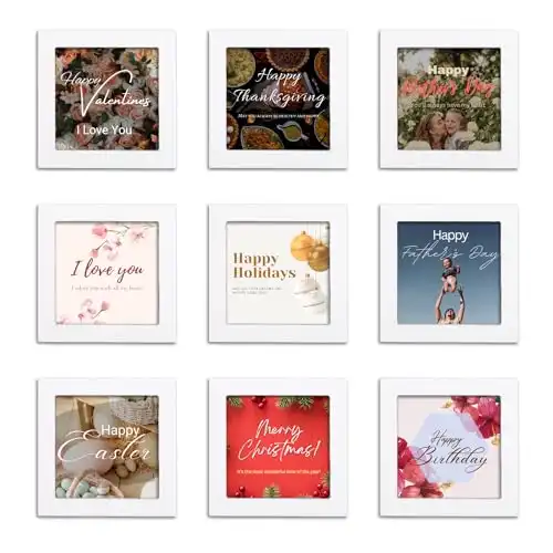 Home Margo, 4x4 Picture Frames White, Small Square Picture Frame, Instagram Frame, Set of 9, 4 by 4 Inch Square Small White Frames