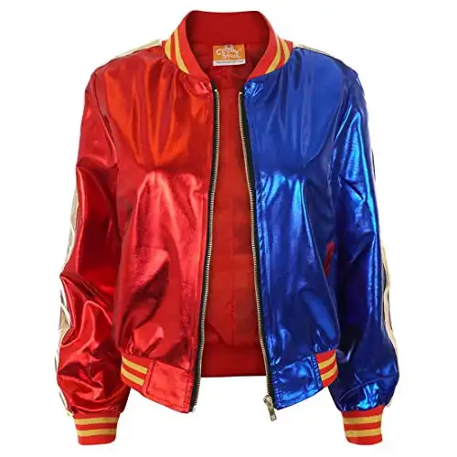 Cosplay Jacket for the Film Character Costumes Coat with Zipper of Adults Tops Red and Blue S-L (Large)