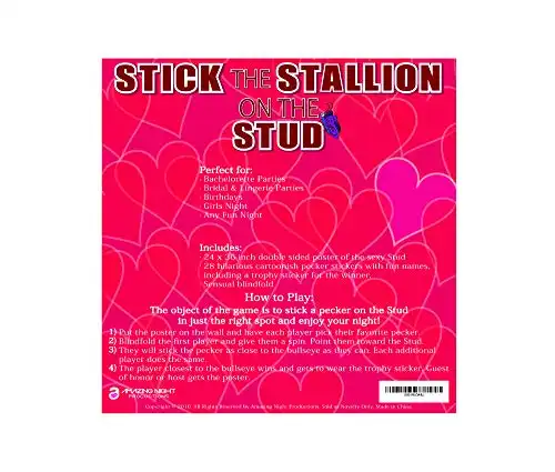 Bachelorette Party Games | Stick the Stallion on the Stud | Double Sided Poster and 28 Stickers | Hilarious Game for Bachelorette & Bridal Parties, Girls Night, Decorations, Supplies