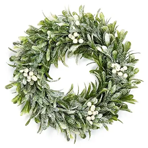 Handcraft Wreath for Front Door Pine Needle with Vivid Berries Greenery Wreath for Indoor & Outdoor Ideal Decorations for Door Wall Window Courtyard