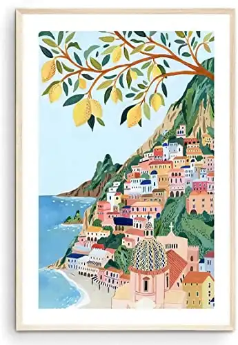 Positano, Amalfi Coast Art Print, Italy Art Print, Travel Gift, Travel Poster, Europe Print, Italian Coast, Italian Riviera, Housewarming (Unframed) (9x11)