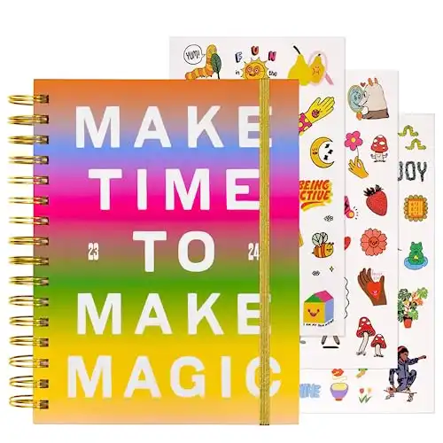ban.do Daily Planner 2023-2024, Medium Weekly Planner Dated August 2023 - December 2024, Hardcover Self Care Journal, Spiral Planner with Monthly Calendar, Stickers, & Pockets, Make Time to Make M...