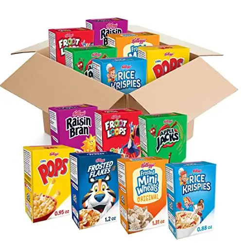 Kellogg's Cold Breakfast Cereal, Bulk Pantry Staples, Kid Snacks, Variety Pack (48 Boxes)