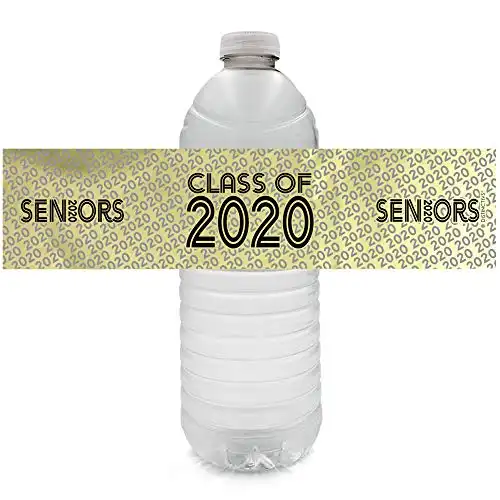 Senior Class of 2020 Water Bottle Labels - 24 Stickers (Gold FOIL)