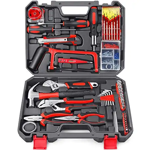 Household Repair Tool Set - Arrinew 108 Pcs High Grade Alloy Steel hand Tool Kit with Plastic Toolbox, Repair Hand Tools Set with Anti-Slip Handle for Home, Apartment, Garage, Dorm, Office etc.