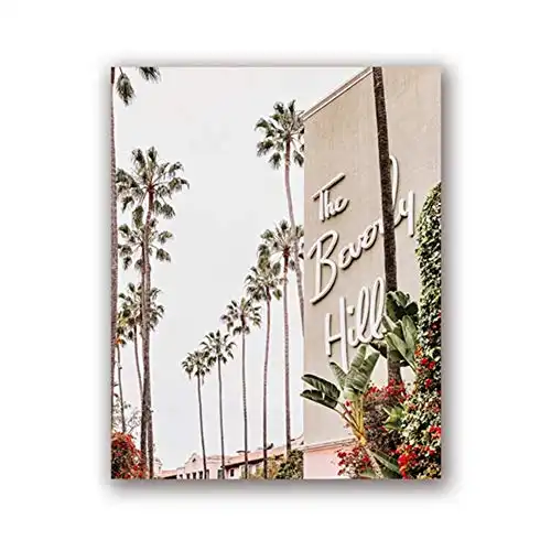 Beverly Hills Hotel Los Angeles Print Hollywood Glam Decor Retro Wall Art Picture Canvas Painting Gift for Her Home Decoration-50x70cm No Frame