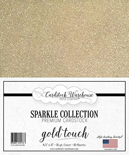 MirriSparkle Gold Touch Glitter Cardstock Paper from Cardstock Warehouse 8.5 x 11 inch- 16 PT/280gsm - 10 Sheets