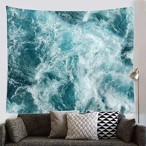 Patgoal Blue Ocean Tapestry Wave Aesthetic Tapestrys Wall Hanging for Bedroom Dorm Sofa Home Decor,60x51inch