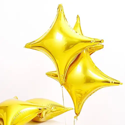 Star Shape Foil Mylar Balloon,Gold Quadrangle Balloon - 24" Four Angle Star Balloons For Birthday Party & Wedding Decoration,24pcs