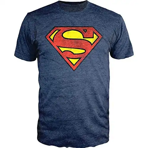 DC Comics Superman Men's Man of Steel Distressed Logo Adult Graphic Print T-Shirt, Large