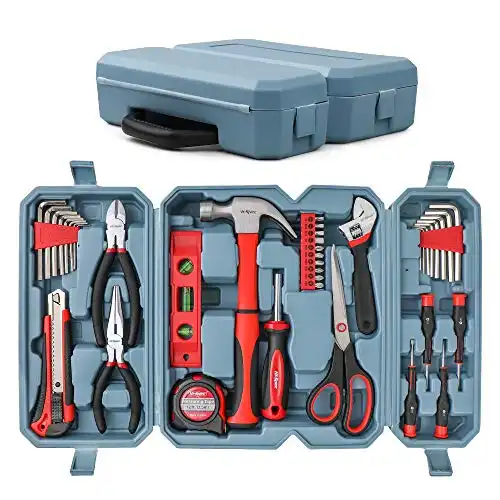 Hi-Spec 49pc Red Home & Garage Tool Kit Set. Essential Hand Tools for DIY Repairs. Complete in a Box