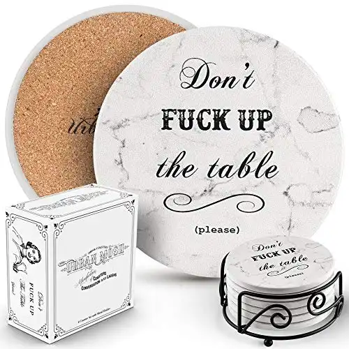 Funny Drink Coasters - House Warming Gifts New Home Couple, Decorations for Living Room Coffee Table Decor