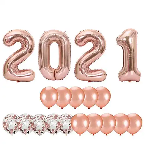 2021 Balloons Rose gold，40 Inch 2021 Foil Number Balloon for New Years Eve Decorations,NYE Decorations 2021,New Years Eve Party Supplies 2021,Graduation Party Supplies 2021