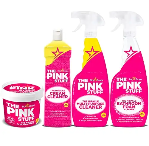 Stardrops - The Pink Stuff - Ultimate Bundle - The Miracle Cleaning Paste, Bathroom Spray (1 Cleaning Paste, 1 Multi-Purpose Spray, 1 Cream Cleaner, 1 Bathroom Foam Cleaner)