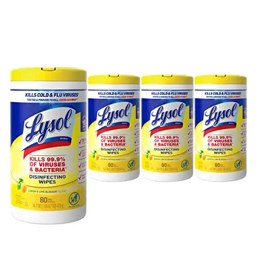 Lysol Disinfectant Wipes, Multi-Surface Antibacterial Cleaning Wipes, For Disinfecting and Cleaning, Lemon and Lime Blossom, 80 Count (Pack of 4)