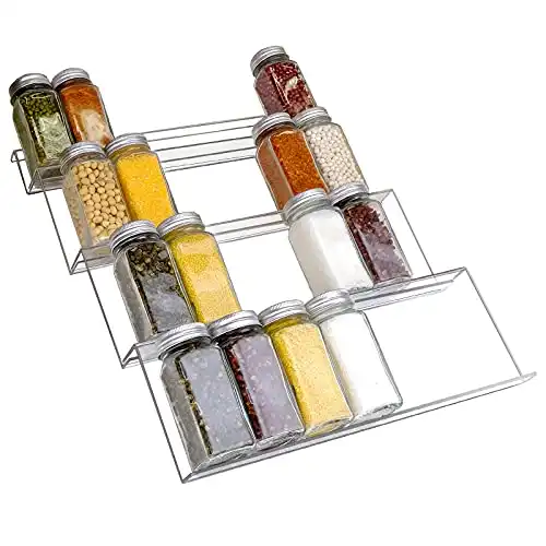 Spice Drawer Organizer – Premium Acrylic Spice Rack – 4-Tier Spice Organizer for Drawer – Durable and Lightweight Spice Rack Drawer Organizer – Adjustable Design – 13.2x 17-inch- Clear 1 Pac...