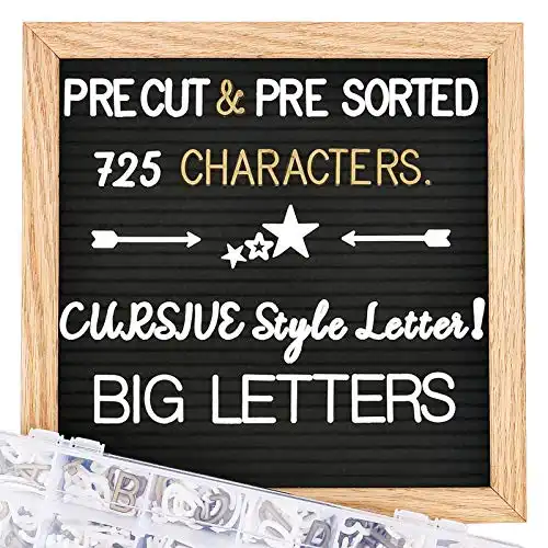 Changeable Felt Letter Board with Letters, Pre Cut & Sorted 725 Letters, First Day of School Board, 10x10 Inch Message Board, Classroom Decor Farmhouse Wall Decor Sign Board