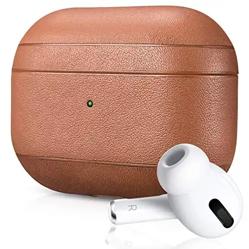 Air Vinyl Design, Leather Case for Apple AirPods Pro | Protective Case Cover | Wireless Charging Capability | Shockproof and Scratchproof Design (Saddle Brown)