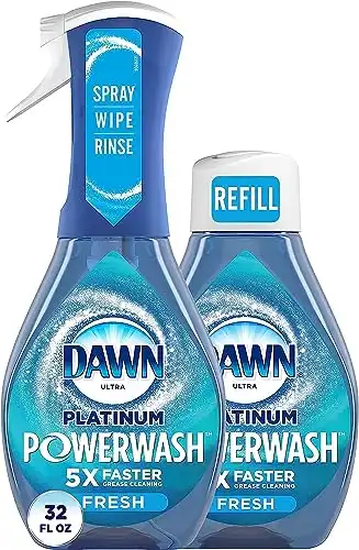 Dawn Powerwash Spray Starter Kit, Platinum Dish Soap, Fresh Scent, 1 Starter Kit + 1 Dawn Powerwash Refill, 16 Fl Oz (Pack of 2)