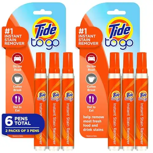Tide Stain Remover for Clothes, To Go Pen, Instant Stain & Spot Remover for Clothes, Travel & Pocket Size, 3 Count (Pack of 2)