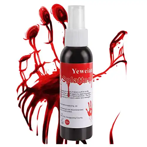 Yeweian Fake Blood Spray, 2.1oz(60ML) Washable Fake Blood for Clothes Eye Blood Drops, Halloween SFX Makeup for Blood Splatter Costume,Zombie,Clown,Vampire and Monster Dress Up Cosplay,1 Pack