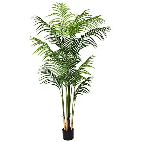 Artiflr 5.5 Feet Artificial Areca Palm Plant Fake Palm Tree with 15 Detachable Trunks Faux Tropical Plant Tree for Indoor Outdoor Modern Decoration in Pot for Home Office Perfect Housewarming