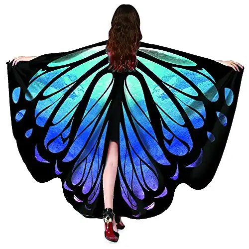 Shireake Baby Halloween/Party Prop Soft Fabric Butterfly Wings Shawl Fairy Ladies Nymph Pixie Costume Accessory … (168x135CM, Star sky)