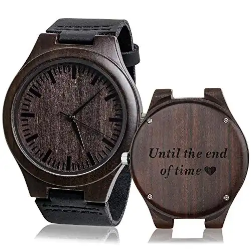 KOSTING Engraved Wooden Watch Unique Wedding Gifts Anniversary for Husband Boyfriend Until The End of Time
