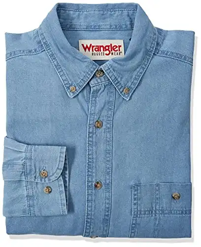 Wrangler Men’s Rugged Wear Basic One Pocket Denim Shirt