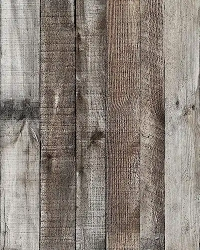 Livebor Grey Wood Wallpaper Peel and Stick Contact Paper 17.7inch x 118.1inch Shiplap Faux Wood Plank Barnwood Contact Paper Self Adhesive Decor