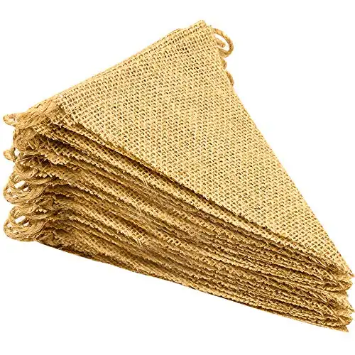 LEOBRO 48 Pcs Burlap Banner, 36Ft Triangle Flag, DIY Decoration for Holidays, Wedding, Camping, Party, New Year Decorations, Merry Christmas Banner, Indoor Christmas Decoration