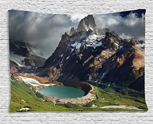 Ambesonne Landscape Tapestry, Mount Fitz Roy and Laguna Torre Los Glaciares National Park Patagonia Argentina, Wall Hanging for Bedroom Living Room Dorm, 60" X 40", Multicolor