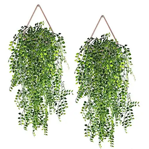 Artificial Plants Vines Fake Hanging Ivy Decor Plastic Greenery for Wall Indoor Outdoor Hanging Baskets Wedding Garland Decor (Pack of 2)