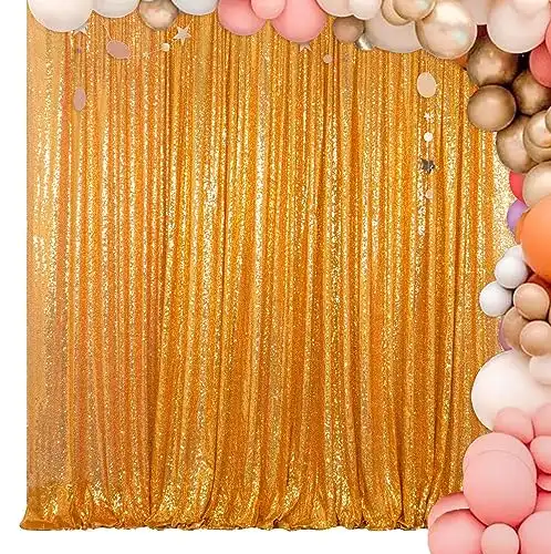 Gold Shimmer Sequin Fabric Photography Backdrop (20FTX10FT)