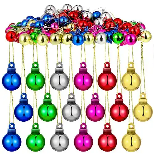 144 Pieces Mini Christmas Ball Ornaments Xmas Tree Balls Colorful Miniature Tree Ornaments for Holiday Party Decoration (Red,Gold,Silver, Green,Pink, Blue,0.79 Inch)