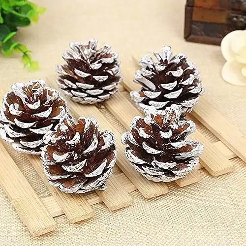 Dyed White Pine Cones, Suitable for Christmas Decoration DIY Production of Bulk Crafts (1.96-2.36 inches（12pcs）)