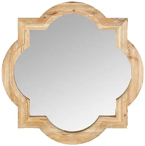 Amazon Brand – Ravenna Home Vintage Wooden Accent Mirror, 27.75"H, Natural