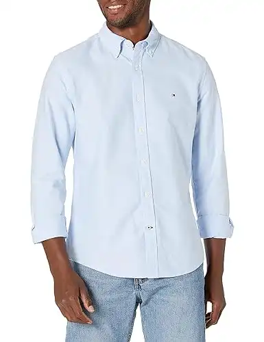 Tommy Hilfiger Men's Long Sleeve Button Down Oxford Shirt in Custom Fit