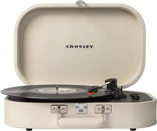 Crosley CR8009A-DU Discovery Vintage Bluetooth 3-Speed Belt-Driven Suitcase Vinyl Record Player Turntable, Dune