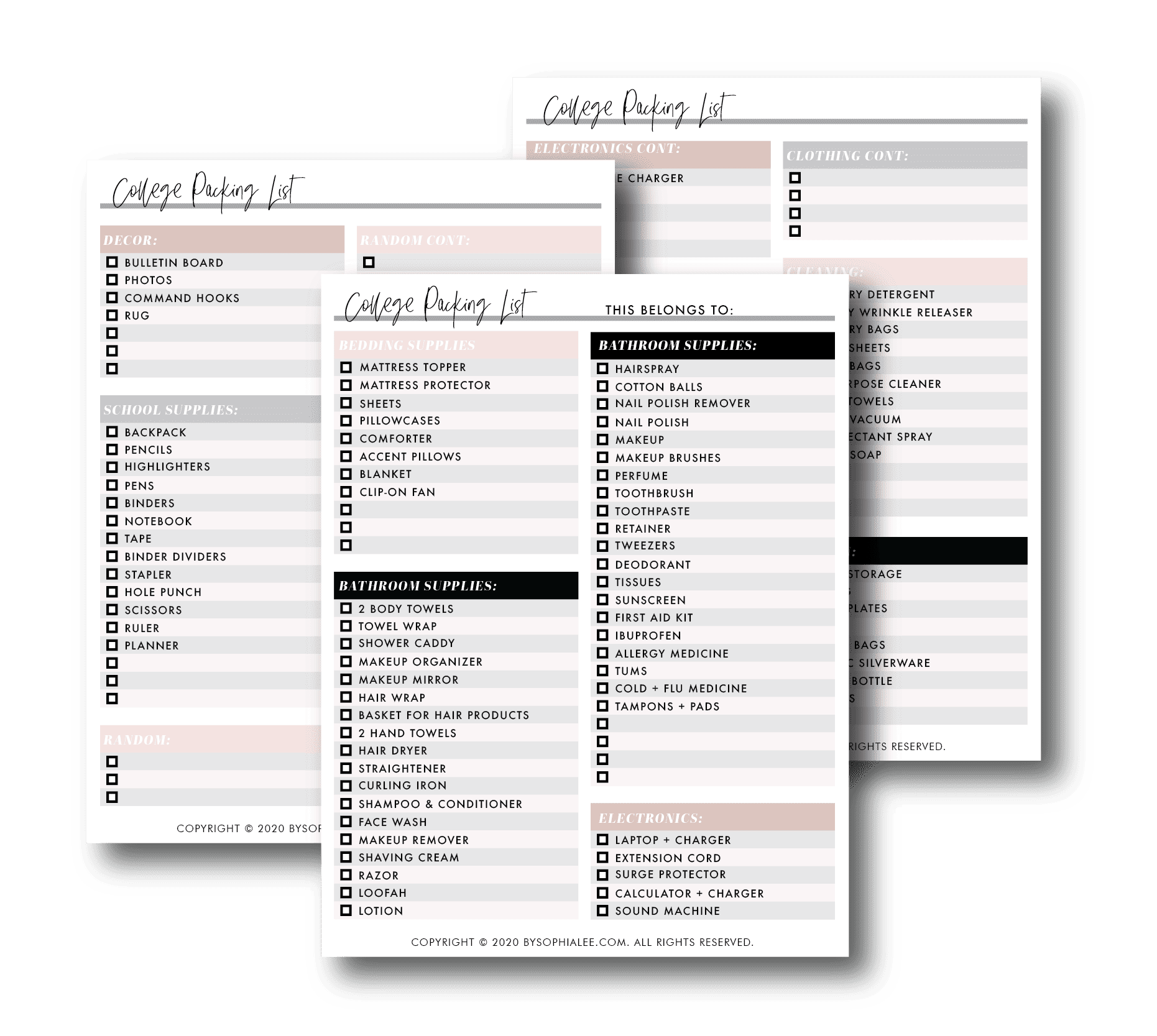 college visit packing list