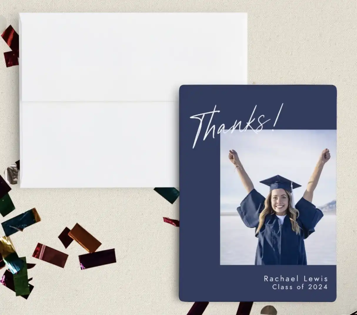 Smart Script Graduation Thank You Card