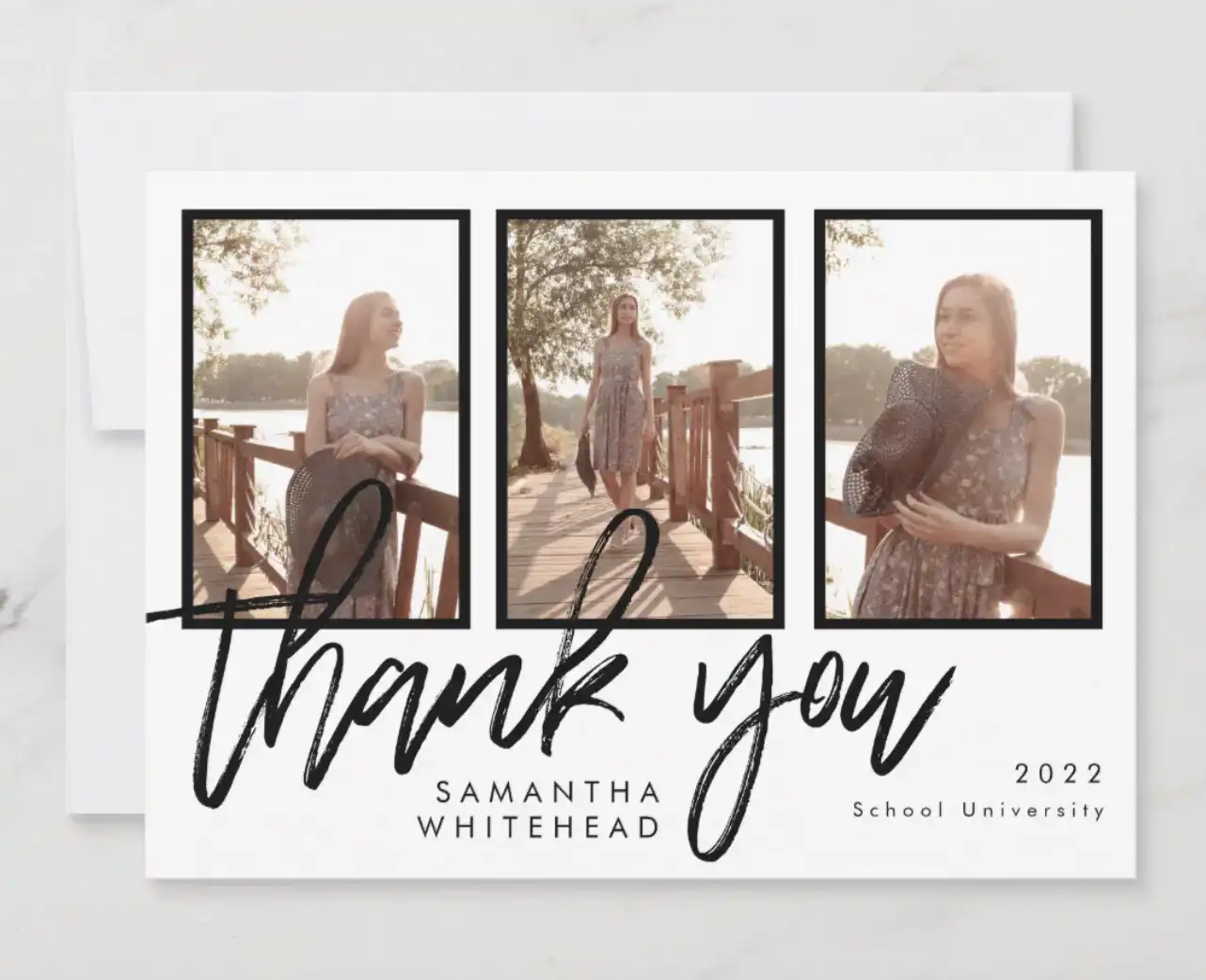 Modern Graduation Photo Collage Thank You Card | Zazzle