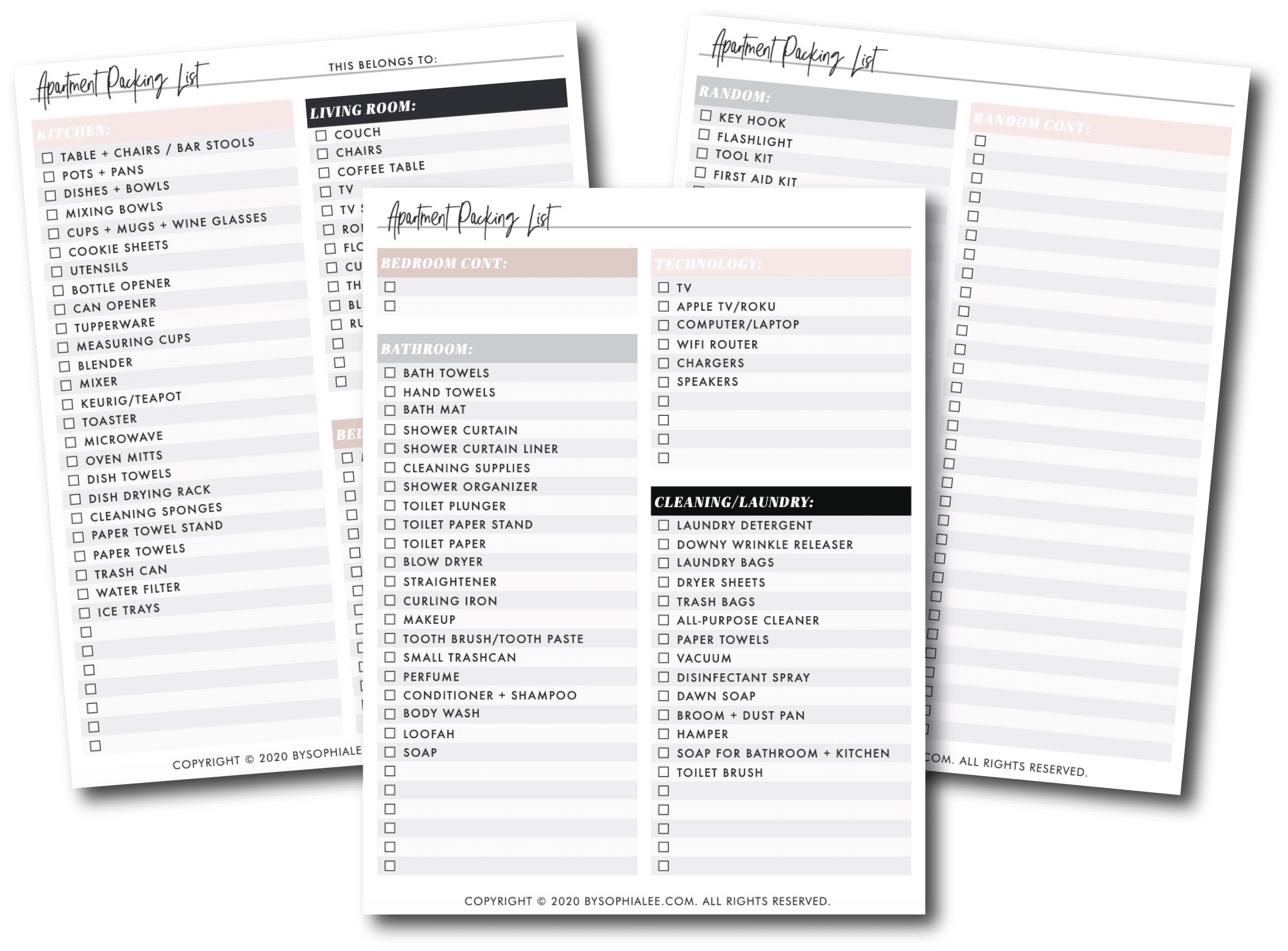 first apartment checklist copy and paste